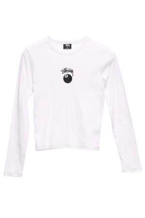 Stüssy 8ball Ls Rib Tee T-Shirts L/S White | BUM-641375