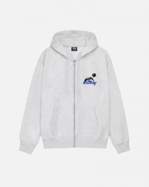 Stüssy Apocalypse Zip Hoodie Long Sleeve Sweatshirt Ash Heather | VWD-190247