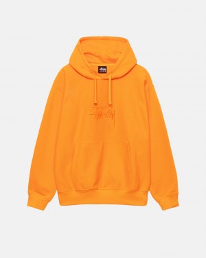 Stüssy Basic Applique Hoodie Long Sleeve Sweatshirt Tangerine | GCP-780259