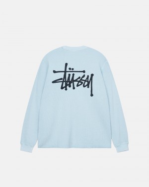 Stüssy Basic Stock LS Thermal Long Sleeve Knit Light Blue | QGC-482675