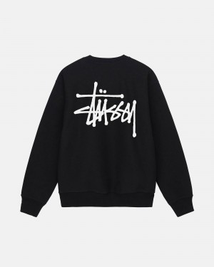 Stüssy Basic Stüssy Crew Long Sleeve Sweatshirt Black | IYQ-739506