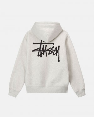 Stüssy Basic Stussy Hoodie Long Sleeve Sweatshirt Ash Heather | FAX-054836