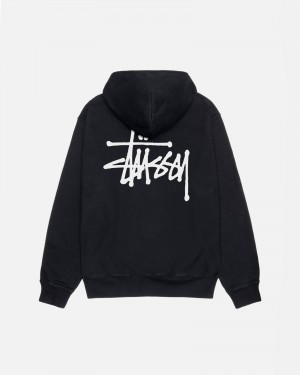 Stüssy Basic Stussy Hoodie Pigment Dyed Long Sleeve Sweatshirt Black | RDS-670854