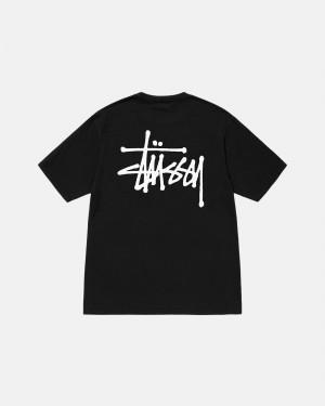 Stüssy Basic Stussy Tee Pigment Dyed Short Sleeve T-Shirt Black | KGJ-654108