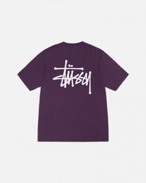 Stüssy Basic Stussy Tee Pigment Dyed Short Sleeve T-Shirt Purple | OYR-601845