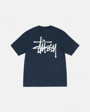 Stüssy Basic Stussy Tee Short Sleeve T-Shirt Navy | URP-234765