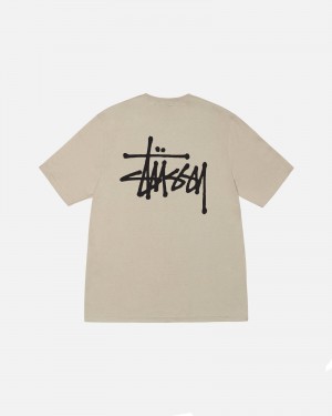 Stüssy Basic Stussy Tee Short Sleeve T-Shirt Khaki | MJL-172904