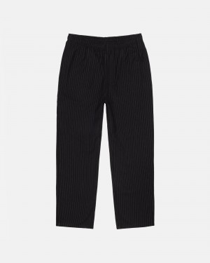 Stüssy Beach Pant Wool Stripe Pants Black | ZRQ-319460