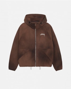 Stüssy Beach Shell Wave Dye Long Sleeve Outerwear Coffee | ZLK-863542