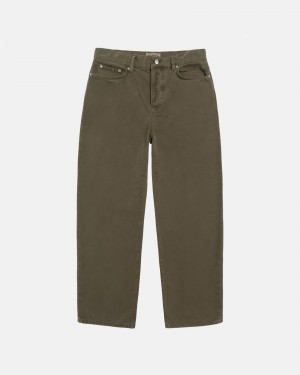 Stüssy Big Ol' Jean Washed Canvas Pants Olive Drab | ZCT-315746