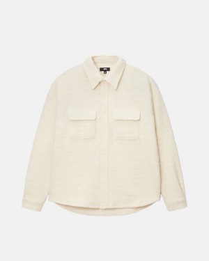 Stüssy Boucle Wool Cpo Shirt Long Sleeve Shirt Natural | RKO-912807