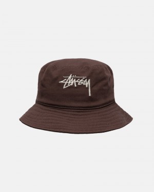 Stüssy Bucket Hat Big Stock Bucket Hat Chocolate | JIE-396210