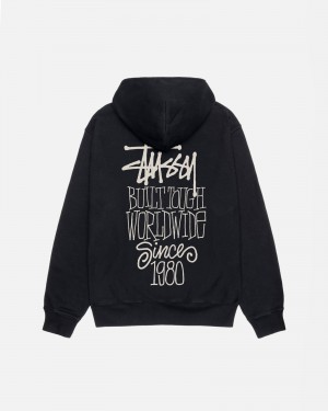 Stüssy Built Tough Hoodie Pigment Dyed Long Sleeve Sweatshirt Black | XCO-438567