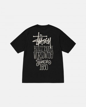 Stüssy Built Tough Tee Pigment Dyed Short Sleeve T-Shirt Black | PMU-895340