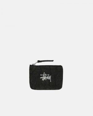 Stüssy Canvas Coin Pouch Wallet Washed Black | RHW-017658