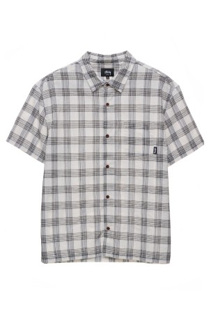 Stüssy Coop Check Ss Shirt Shirts Black/White | QWJ-968453