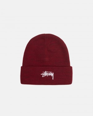 Stüssy Cuff Beanie Stock Beanie Red Heather | NVQ-148237