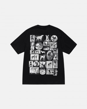 Stüssy Dog Collage Tee Short Sleeve T-Shirt Black | UCM-754238