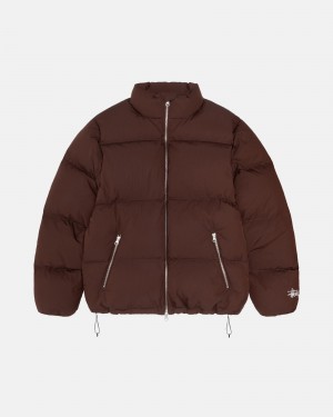 Stüssy Down Puffer Nylon Long Sleeve Outerwear Brown | XBO-213698