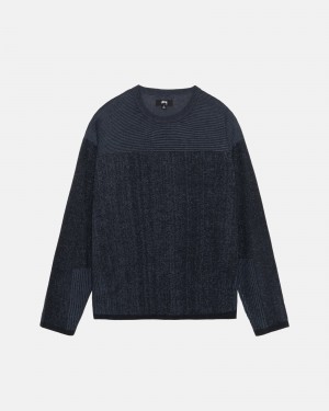 Stüssy Engineered Panel Sweater Long Sleeve Sweater Navy | LXM-209647