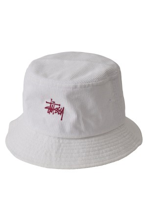 Stüssy Graffiti Cord Bucket Hat Hats & Beanies White/ Maroon | LOT-710429