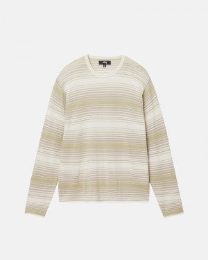 Stüssy Horizontal Stripe Sweater Long Sleeve Sweater Natural | THJ-529376