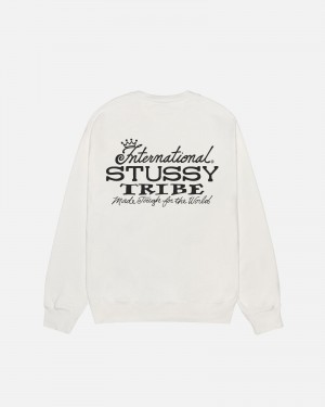 Stüssy IST Crew Pigment Dyed Long Sleeve Sweatshirt Natural | XHV-208743