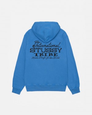 Stüssy IST Hoodie Pigment Dyed Long Sleeve Sweatshirt Blue | CNE-013524