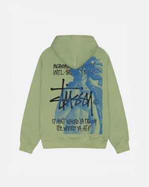 Stüssy Ist Venus Zip Hoodie Long Sleeve Sweatshirt Moss | ECY-493517