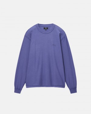 Stüssy Lazy LS Tee Long Sleeve Knit Deep Cobalt | WUO-527918