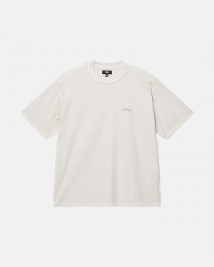 Stüssy Lazy Tee Short Sleeve Knit Bone | HCL-681374