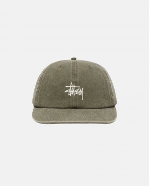 Stüssy Low Pro Basic Washed Strapback Ball Cap Olive | RYL-062415