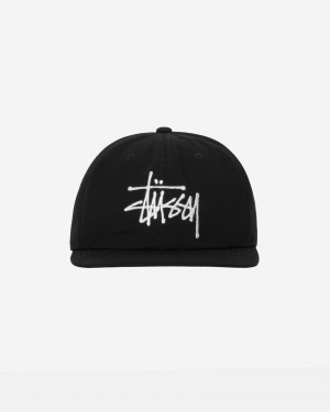 Stüssy Mid-Depth Basic Strapback Ball Cap Black | XGO-856701