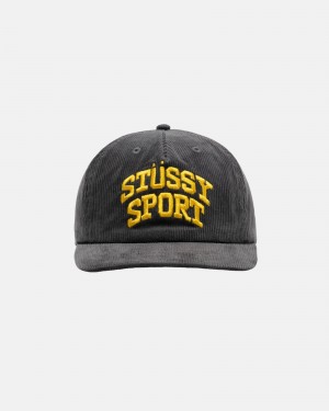 Stüssy Mid-Depth Sport Arch Strapback Ball Cap Charcoal | JLF-892046