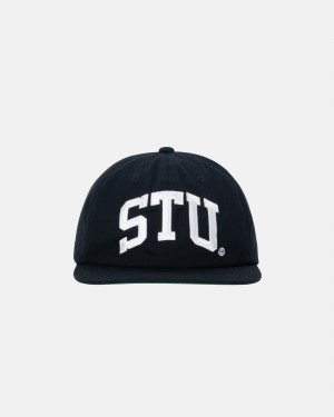 Stüssy Mid-Depth Stu Arch Strapback Ball Cap Black | XLS-185960