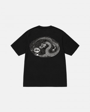 Stüssy Mosaic Dragon Tee Pigment Dyed Short Sleeve T-Shirt Black | LCZ-209765