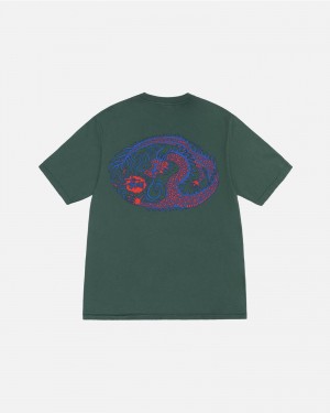 Stüssy Mosaic Dragon Tee Pigment Dyed Short Sleeve T-Shirt Forest | CMF-325167