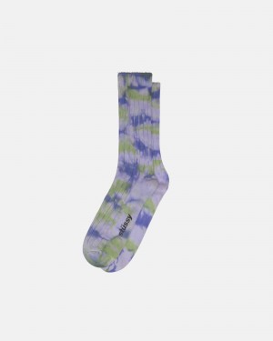 Stüssy Multi Dyed Ribbed Socks Socks Purple Green | SMU-395146