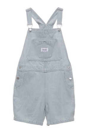 Stüssy Nevada Denim Short Overall Shorts & Pants White Wash Denim | ALC-187643