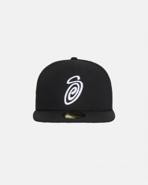 Stüssy New Era 59Fifty Curly S Ball Cap Black | AGD-568091