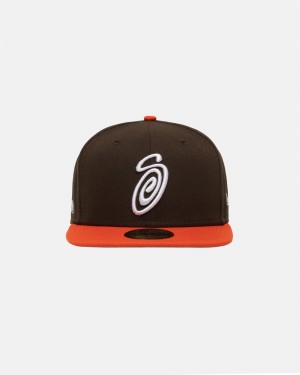 Stüssy New Era 59Fifty Curly S Ball Cap Brown/Orange | FNV-943281