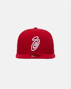 Stüssy New Era 59Fifty Curly S Ball Cap Red | YKS-361804