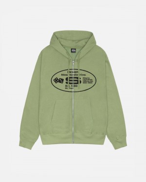 Stüssy Oval Corp. Zip Hoodie Long Sleeve Sweatshirt Moss | FIJ-287396