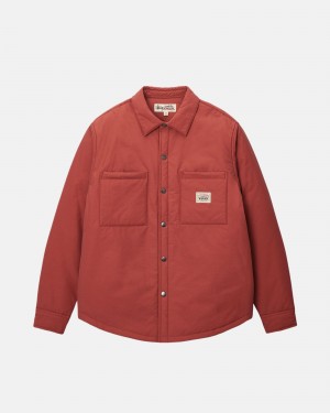 Stüssy Padded Tech Over Shirt Long Sleeve Shirt Brick | VKU-316472