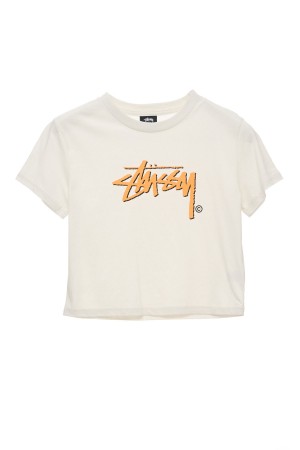 Stüssy Shadow Stock Slim Tee Tees Washed White | PZC-350764