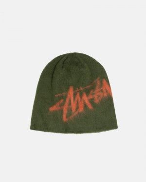 Stüssy Skullcap Brushed Out Stock Beanie Olive | LAR-138659