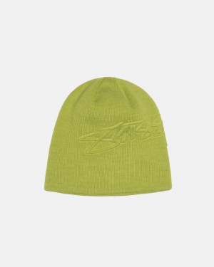 Stüssy Skullcap Embossed Smooth Stock Beanie Lime | ZSG-307654