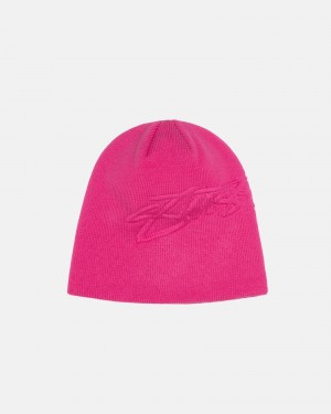 Stüssy Skullcap Embossed Smooth Stock Beanie Hot Pink | XVO-817534