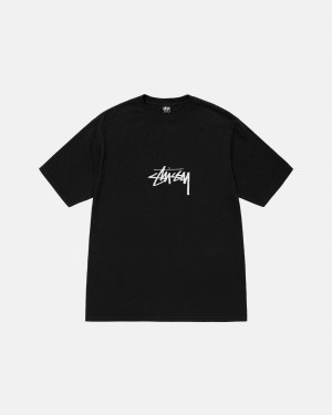 Stüssy Small Stock Tee Pigment Dyed Short Sleeve T-Shirt Black | PIF-693710