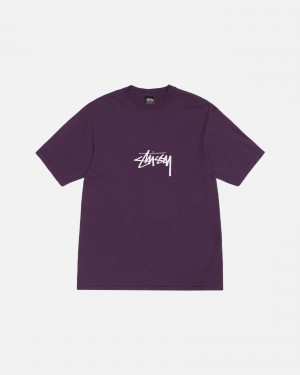 Stüssy Small Stock Tee Pigment Dyed Short Sleeve T-Shirt Purple | MKI-175624